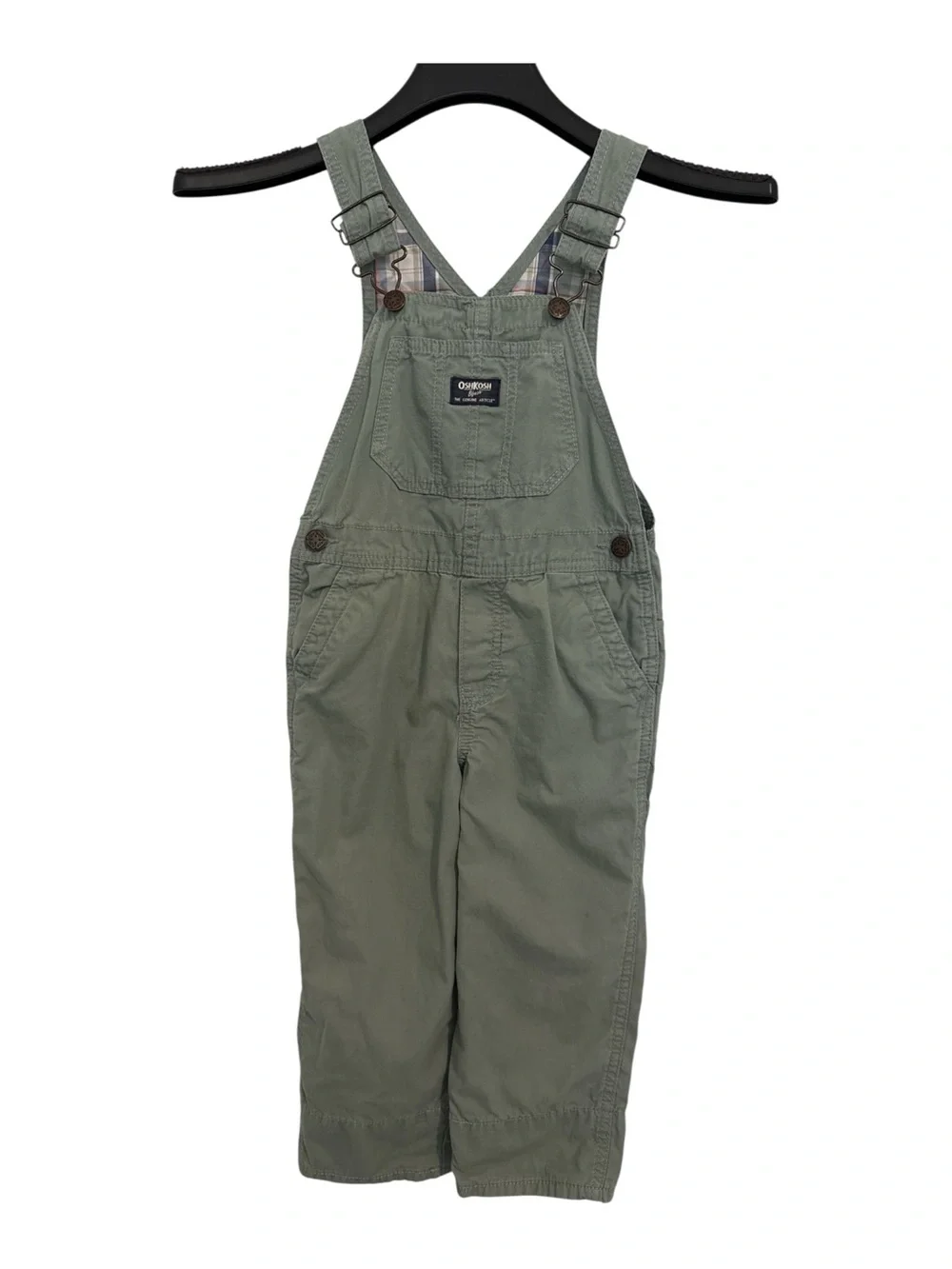OshKosh B'gosh Olive Green Kids Overalls with Front Bib Pocket